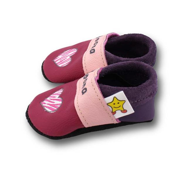 Krabbelschuhe Herz pink